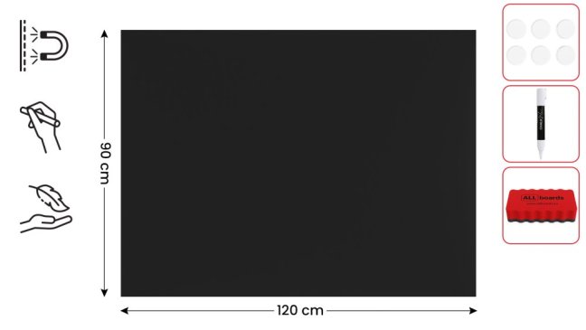 Magnetická tabuľa 120x90 ALLboards METAL - čierna