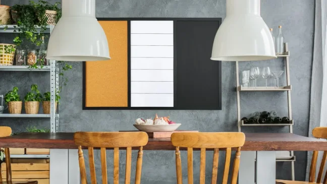 Kombinovaná tabule 3 v 1 ALLboards COMBI:  bílá suchostíratelně-magnetická, magneticko-křídová a korková 90x60 cm