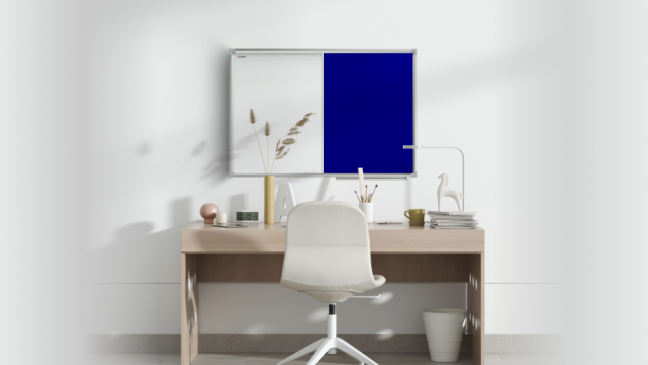 Textilné a biela magnetická tabuľa COMBI v hliníkovom ráme  -90x60 cm