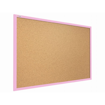 Korková nástěnka v barevném dřevěném rámu 90x60 cm – Růžová