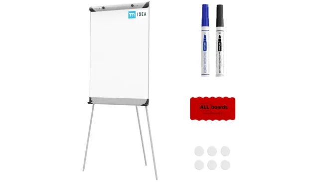 Flipchart TM IDEA® magnetický suchostierateľný 100×70 cm na trojnožke BASIC