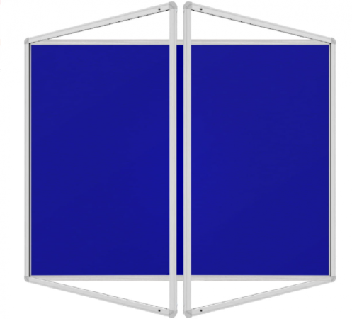 Textilní modrá vitrína v hliníkovém rámu - 180x120 cm