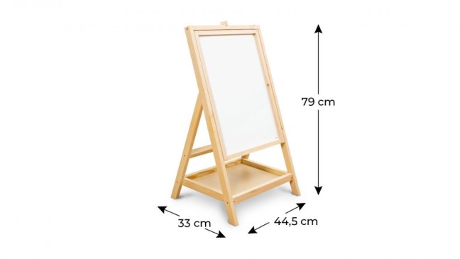 Allboards,Drevená, otočná kriedová tabuľa na kreslenie pre deti, magnetická, výška 79 cm