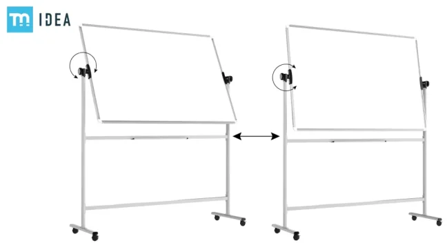 Mobilní tabule TM Idea, oboustranná, otočná, za sucha stíratelná, magnetická, 150x100 cm – řada FLEX