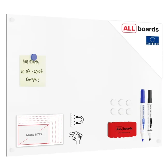 Magnetická tabule SLIMboard bezrámová smazatelná za sucha 60x40 cm + PŘÍSLUŠENSTVÍ ZDARMA