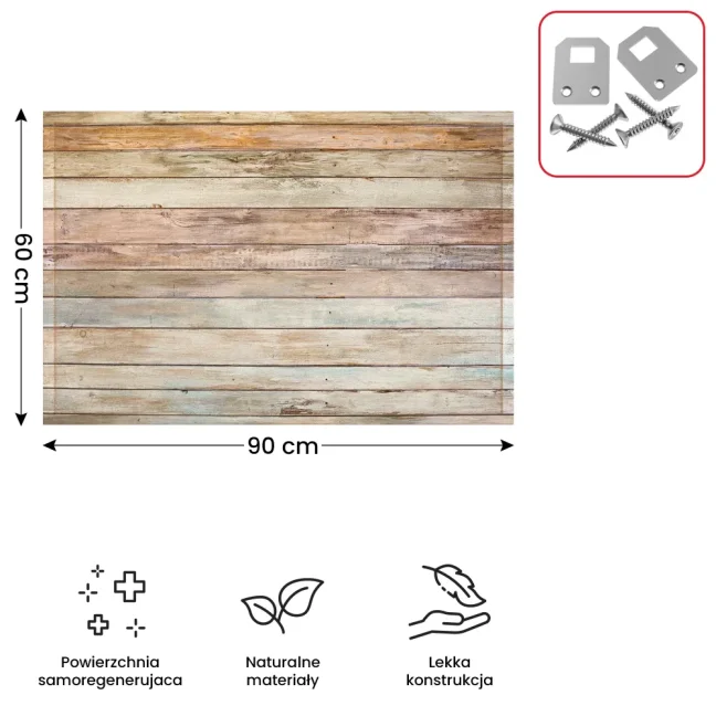 Potlačená korková tabuľa PASTELOVÉ DOSKY 90x60 cm, drevený rám
