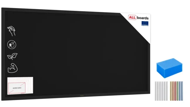 Černá křídová tabule 200×120 cm – ČERNÝ lakovaný dřevěný rám