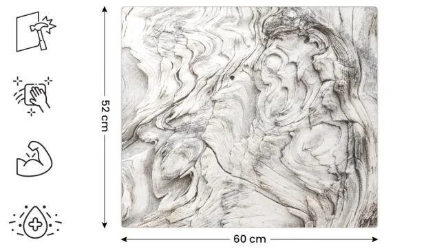 Sklenená doska na krájanie SKAMENENÉ DREVO 60 × 52 cm