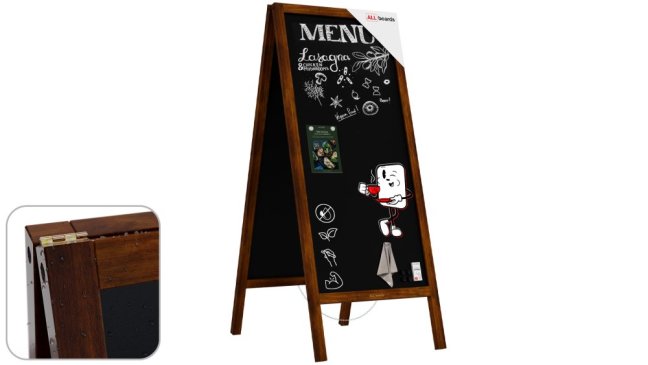 Magnetický kriedový reklamný stojan vodoodolný 150x61 cm KLASICKÁ HNEDÁ