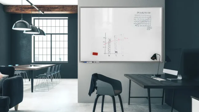 Bílá popisovací magnetická tabule 150x100 cm v hliníkovým rámu – TM IDEA® série Flex