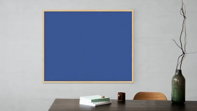 Textilní nástěnka 100x80 cm MODRÁ v dřevěném rámu
