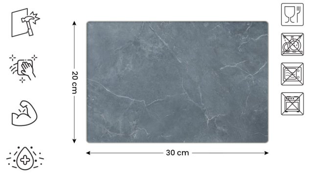 Sklenená doska na krájanie ANTRACITOVÝ MRAMOR 30 × 20 cm