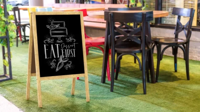 Reklamní áčko s křídovou tabulí 100x50 cm-přírodní rám