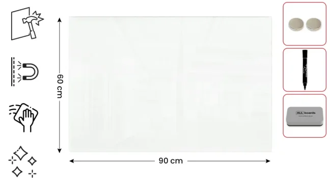 Skleněná tabule 90x60 ALLboards CLASSIC TS90x60W