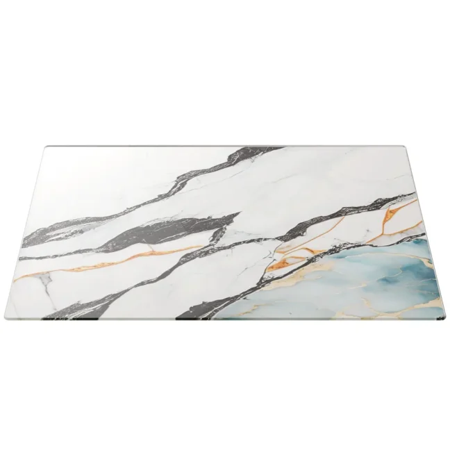 Skleněná krájecí deska MRAMOR / MODRÁ / ZLATO 60 × 52 cm