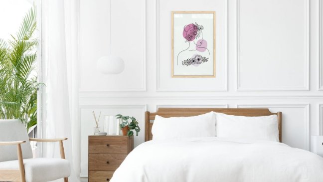 Magnetický obraz- portrét ženy růžový č.1 60x40cm v přírodním dřevěném rámu