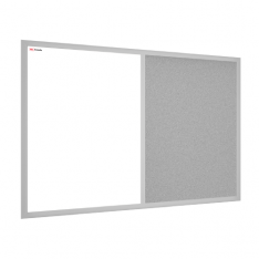 Tabule COMBI - šedý korek a magnetická bílá 90x60cm s šedým lakovaným dřevěným rámem