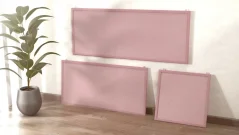 Korková tabule růžová barva korku 100x40 cm dřevěný rám lakovaný RŮŽOVÝ