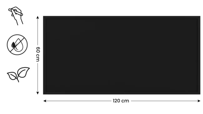 Čierna kriedová tabuľa 120×60 cm – ČIERNÝ drevený rám ECO