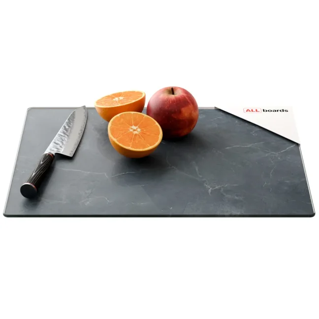 Sklenená doska na krájanie ANTRACIT / MRAMOR 30 × 40 cm – kuchynská doska, ochranná doska, sklenený podnos