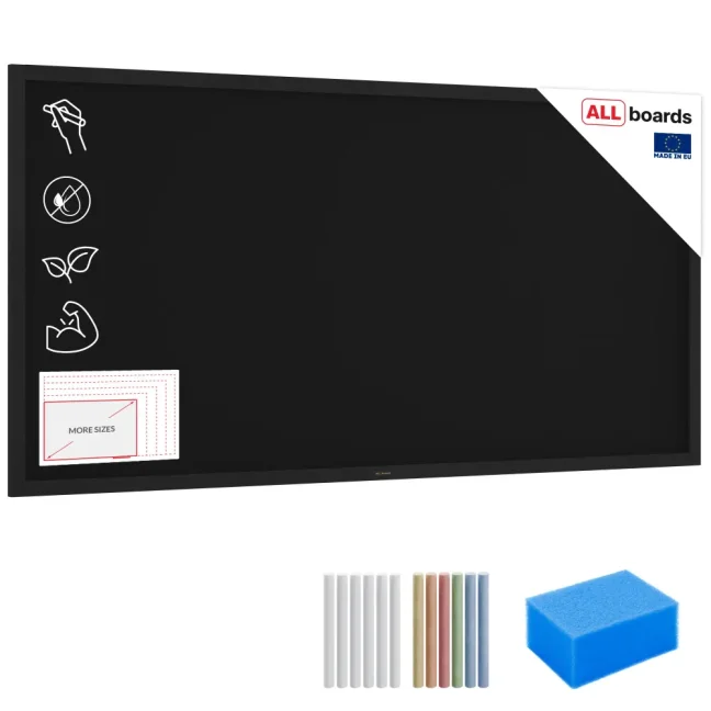 Černá křídová tabule 200×120 cm – ČERNÝ lakovaný dřevěný rám