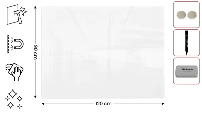 Sklenená tabuľa 120x90 ALLboards PREMIUM SUPERWHITE