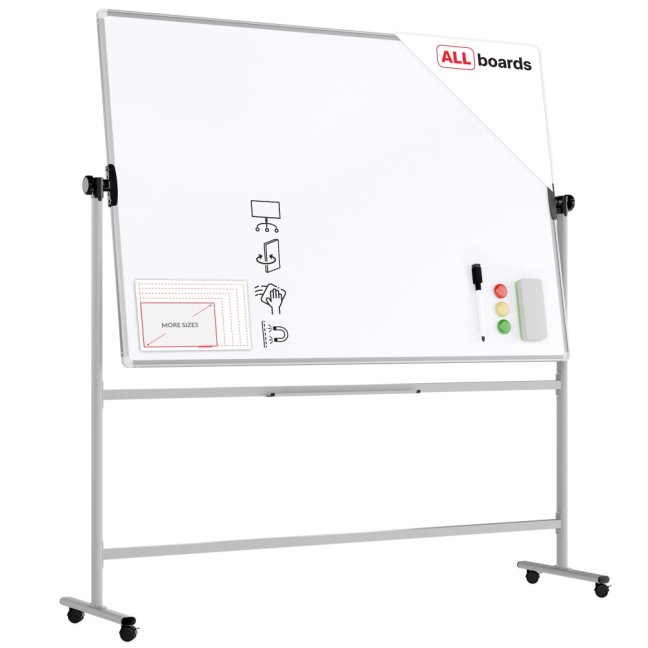 Mobilní tabule TM Idea, oboustranná, otočná, za sucha stíratelná, magnetická, 180x120 cm – řada FLEX