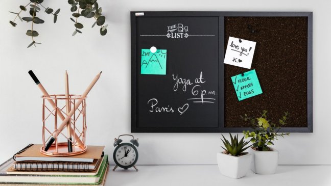 Magnetická a korková tabuľa COMBI 60x40 cm hnedo-čierna v drevenom lakovanom čiernom ráme