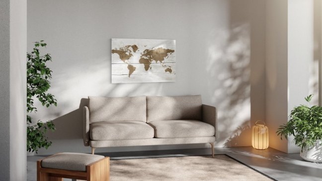 Magnetická tabule METALboards, mapa světa ve světlých barvách 90x60 cm