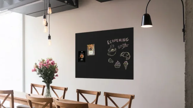 Bezrámová magnetická kriedová tabuľa magnetický panel SLIMboard 150x120 cm
