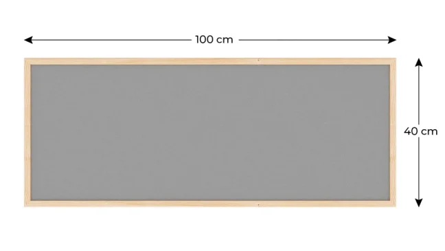 Textilná nástenka 100x40 cm ŠEDÁ v drevenom ráme