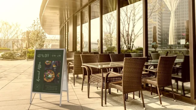 Oboustranná reklamní tabule A1 ve stříbrném hliníkovém rámu