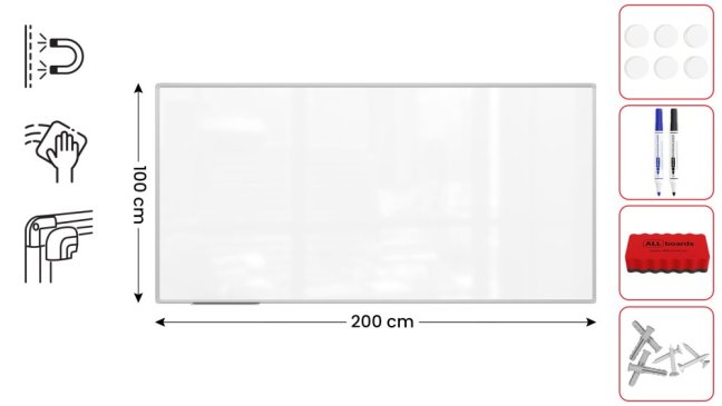Magnetická tabule 200x100 ALLboards PREMIUM