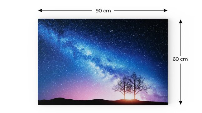 Magnetická tabuľa METALboards, mliečna dráha a strom 90x60 cm