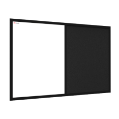 Tabuľa COMBI - čierny korok / magnetická biela 60x40 s čiernym lakovaným dreveným rámom
