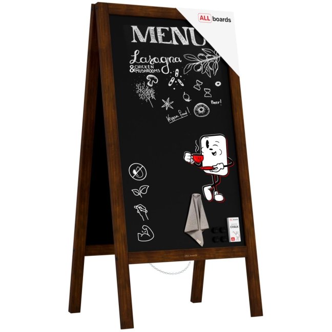 Magnetický křídový reklamní stojan voděodolný 100 × 49,5 cm KLASICKÁ HNĚDÁ