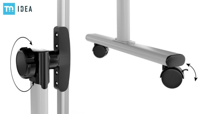 Mobilní tabule TM Idea, oboustranná, otočná, za sucha stíratelná, magnetická, 100x70 cm – řada FLEX