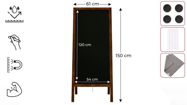 Magnetický kriedový reklamný stojan vodoodolný 150x61 cm KLASICKÁ HNEDÁ