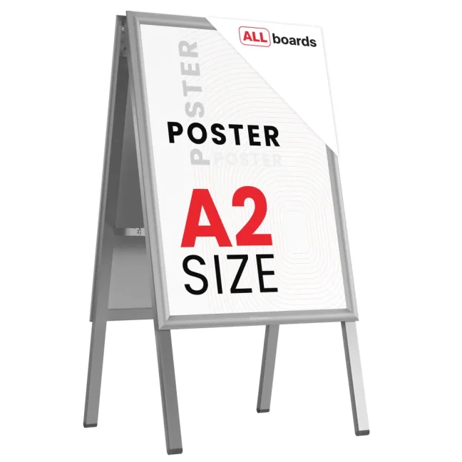 Oboustranná reklamní tabule A2 ve stříbrném hliníkovém rámu