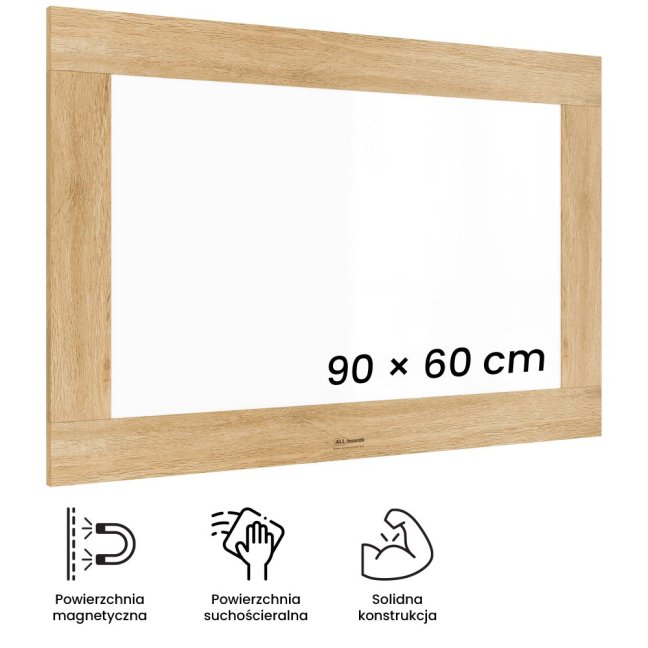 Magnetická tabuľa PREMIUM 90x60 cm v ráme vo farbe duba-COPY