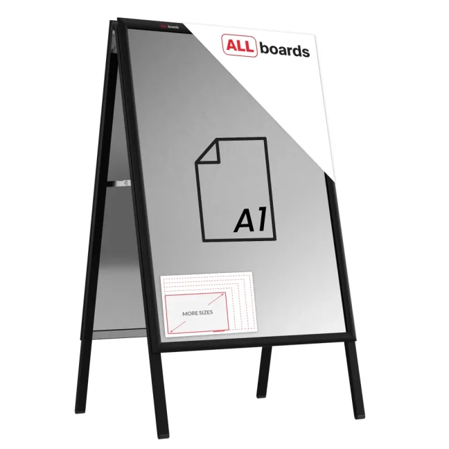Oboustranná reklamní tabule A1 v černém hliníkovém rámu