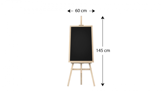 Černá křídová tabule v přírodním rámu + dřevěný bukový stojan