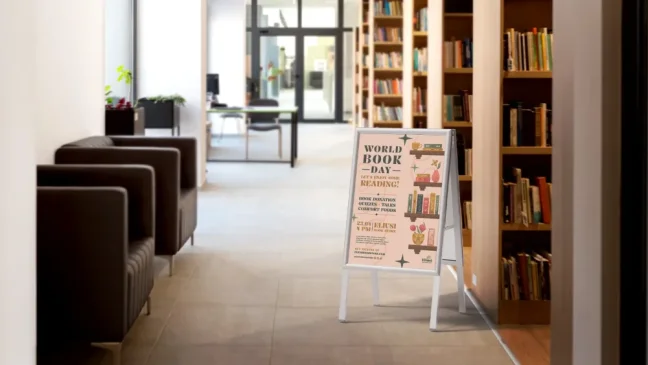 Oboustranná reklamní tabule A2 ve stříbrném hliníkovém rámu