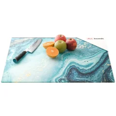 Skleněná krájecí deska MODRÁ / ZLATO 60 × 52 cm