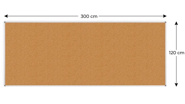 Korková nástěnka v hliníkovém rámu 300x120cm