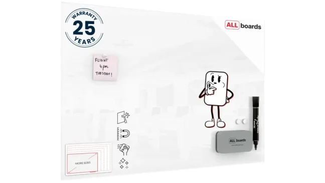 Sklenená tabuľa 90x60 ALLboards PREMIUM SUPERWHITE