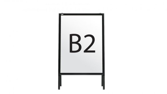 Oboustranná reklamní tabule B2 v černém hliníkovém rámu