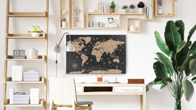 Allboards magnetická bezrámová kovová tabuľa s potlačou 60x40cm – mapa sveta
