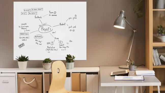 Magnetická tabuľa SLIMboard bezrámová zmazateľná za sucha 150x120 cm