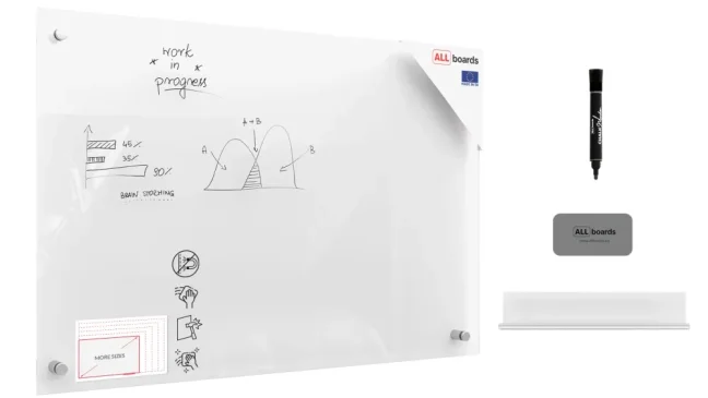 Sklenená nemagnetická tabuľa TRANSPARENTNÁ 90x60 cm